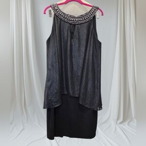 MELROSE Black Beaded Blousy Midi Dress